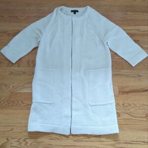EUC Ivory Banana Republic Italian Yarn Open Front Cardigan Pockets L Boho K32